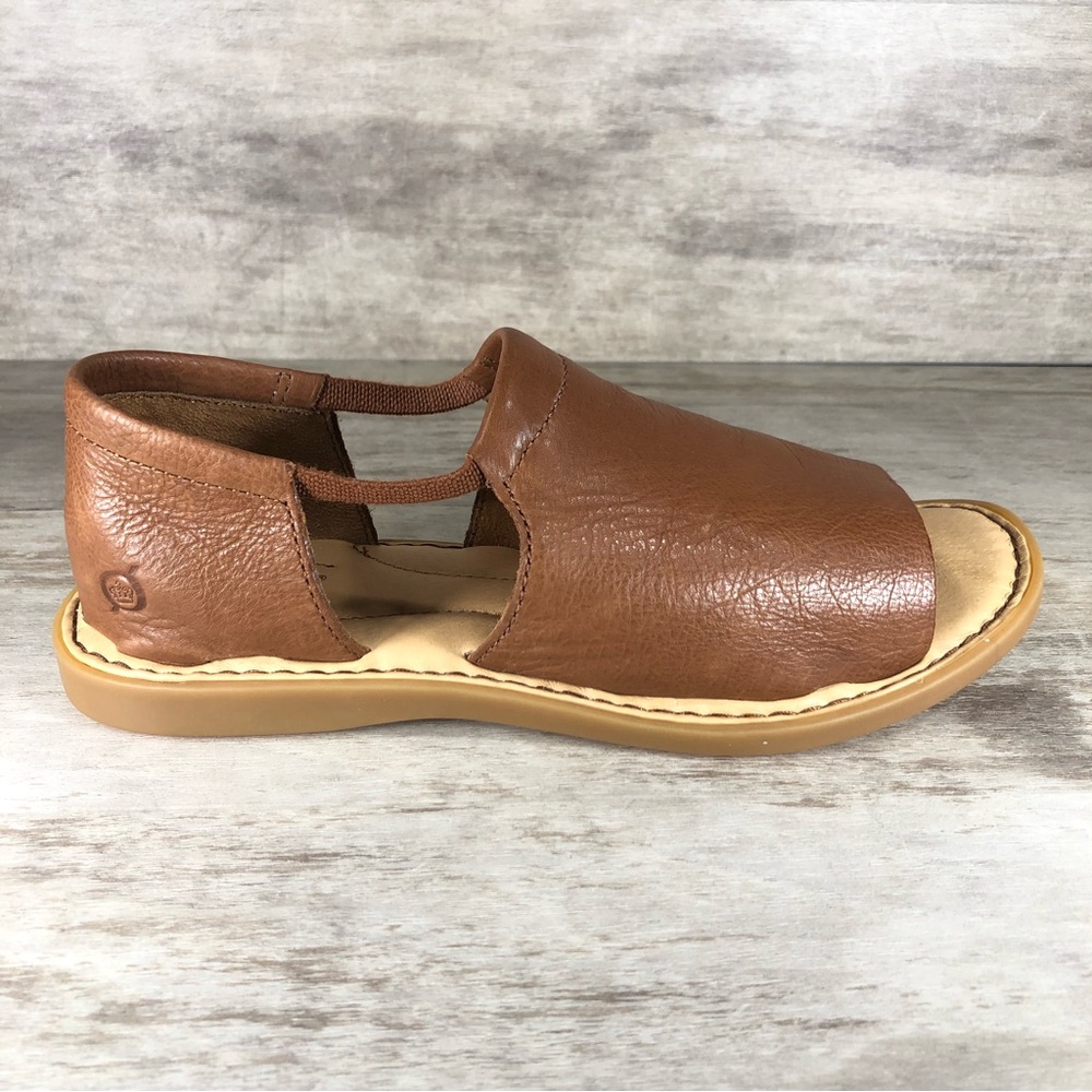 Born Brown Leather Sandals with Cut-Out Design